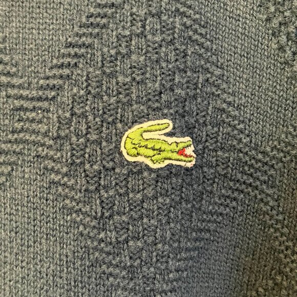 Lacoste Chemise Mens Vintage 90s Alligator Logo Tennis Sweater Sz XL Blue FA EXC - Picture 3 of 10
